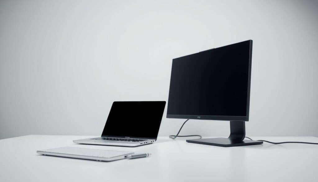 Externer Monitor angeschlossen an Laptop