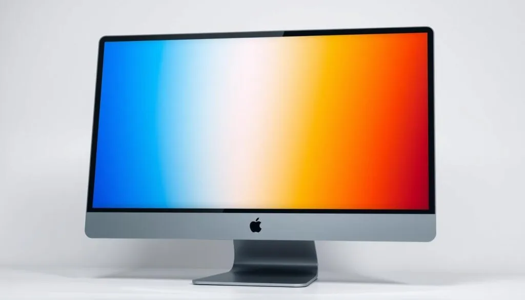 A sleek, modern Macbook monitor displayed in a clean, well-lit studio setting. The display showcases vibrant, true-to-life colors and deep, inky blacks, with crisp, detailed text and graphics. The screen is tilted at a slight angle, revealing the thin, aluminum chassis and highlighting the monitor's elegant design. Soft, directional lighting casts subtle shadows, emphasizing the monitor's depth and form. The background is a simple, minimalist white or gray, allowing the Macbook display to take center stage. The overall tone is professional, sophisticated, and showcase the Macbook monitor's top-of-the-line display capabilities.