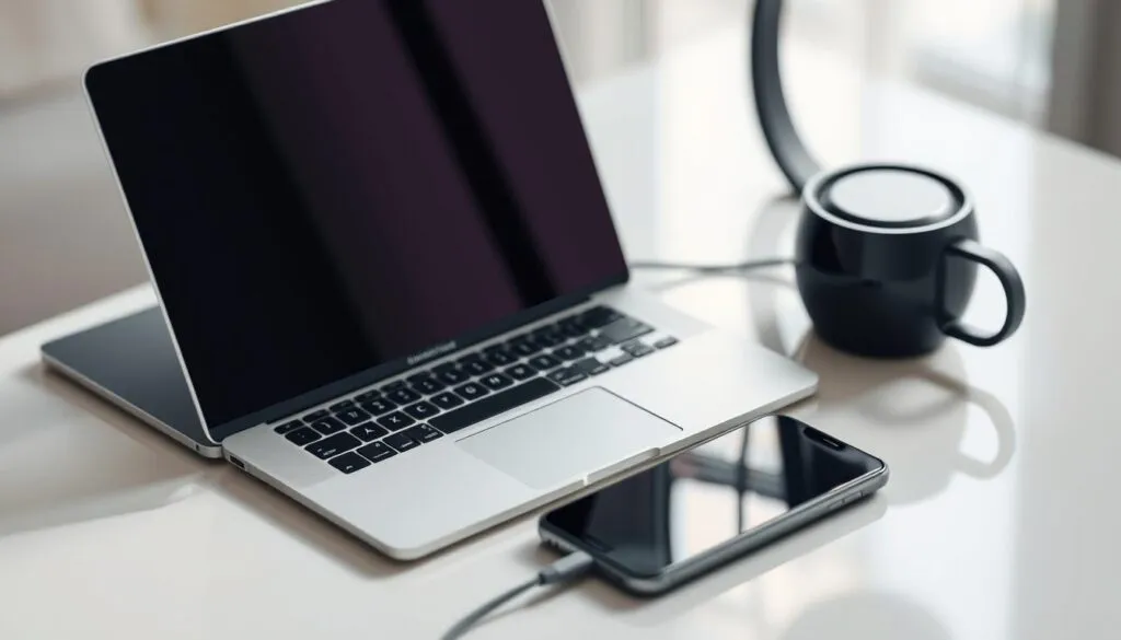 mobiles Laden für Macbook mit Powerbank
