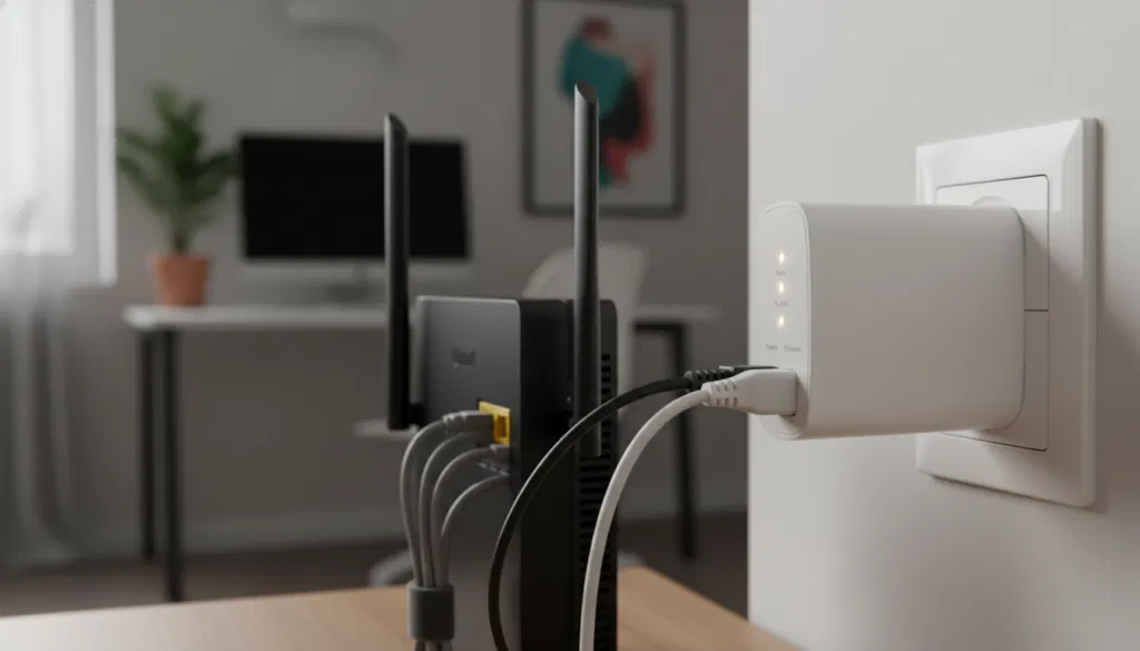 Adapter Verbindung mit Router Steckdose Adapter Verbindung mit Router Steckdose